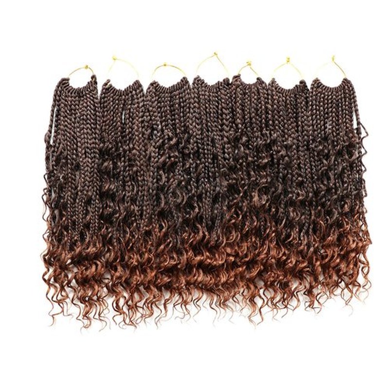 Goddess Box Braids Crochet Hair-7 Packs Crochet Braids for Black Women 12 Inch Crochet Braids with Curly Ends (Bohomian 12 Inch 7 Packs, T30#)