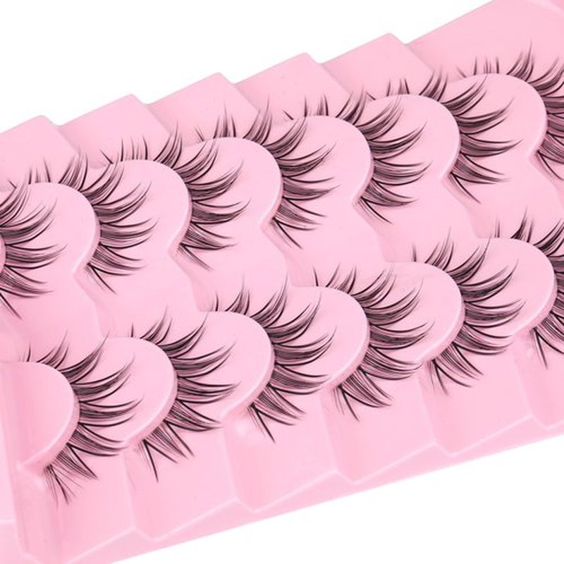 Manga Lashes Mink False Eyelashes Natural Look Wispy Anime Manhua Lashes Korean K-pop Makeup Lashes with Clear Band Spiky Girl Group Idol Fake Eyelashes Pack by EYDEVRO