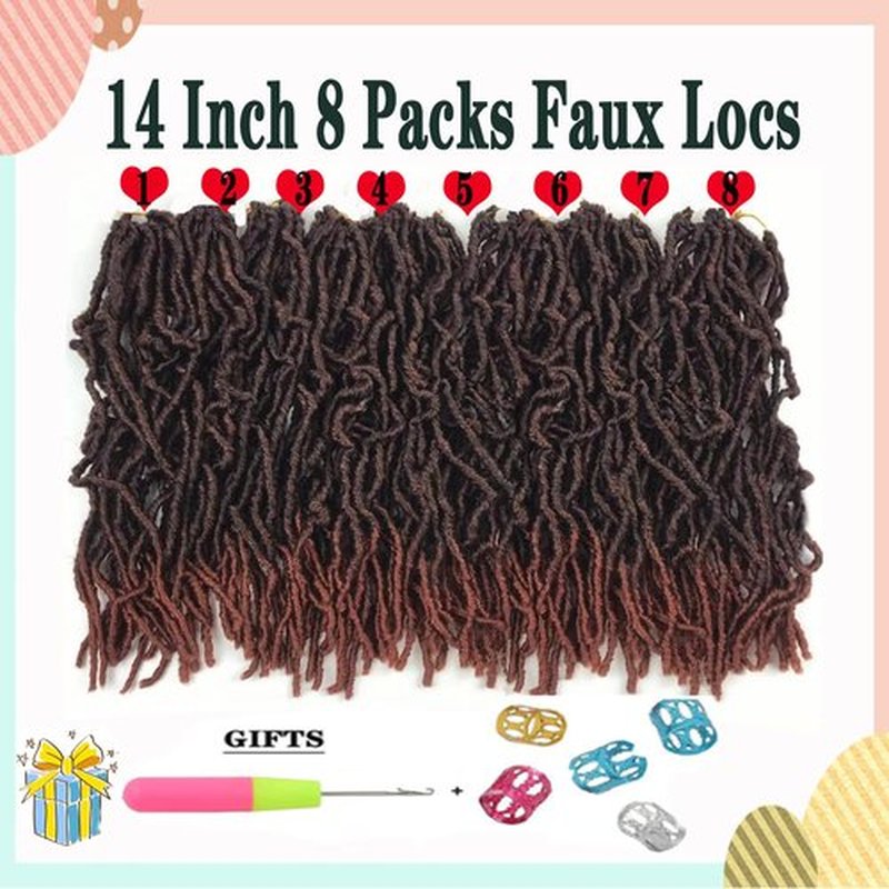 Paraglame 14 Inch Soft Locs Crochet Hair for Black Women, 8 Packs Faux Locs Crochet Braids, Pre Looped Goddess Soft Locs Crochet Braids Hair Extension for Butterfly Locs Crochet Hair (8Packs, T350)
