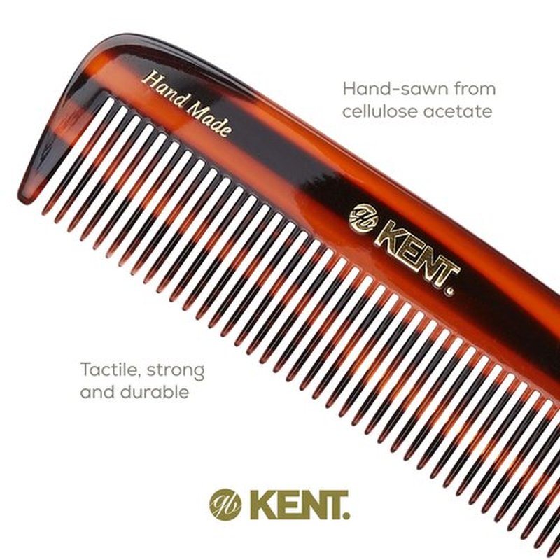 Kent 12T Wide Tooth Comb, Hair Detangling Comb, Handmade Pocket Comb for Thick,Curly, Wavy Hair, Large Tooth Comb, Hair Detangler Comb for Grooming Hair, Beard and Mustache