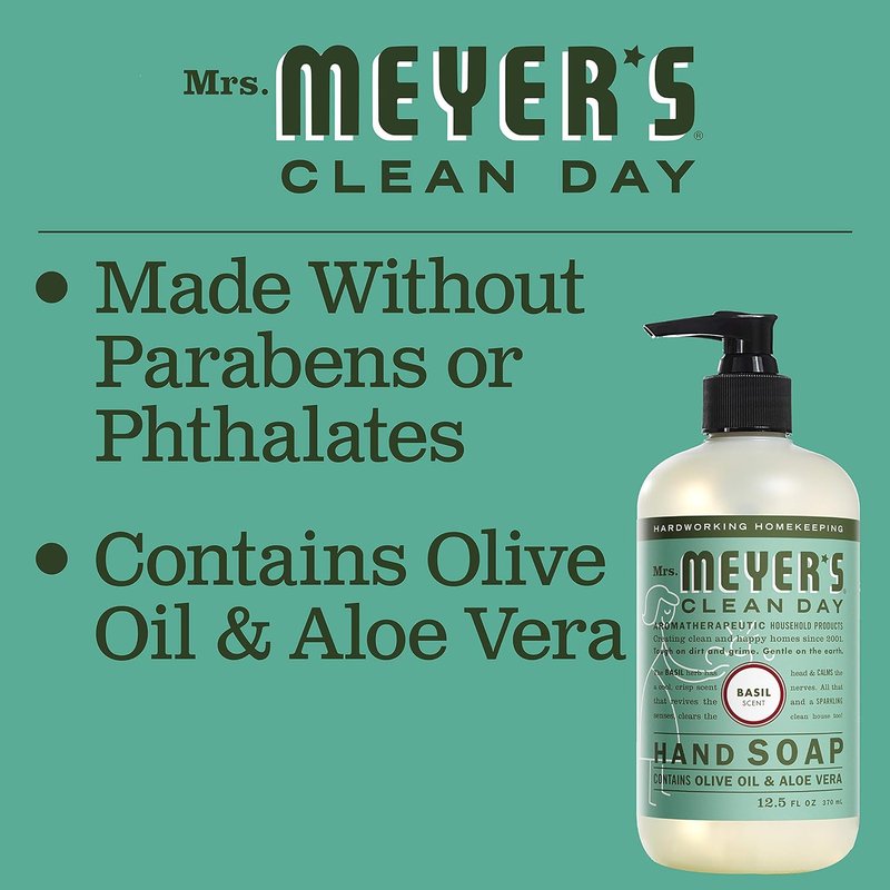 MRS. MEYER'S CLEAN DAY Hand Soap - Essential Oils & Basil Scent | 12.5 Fl. Oz