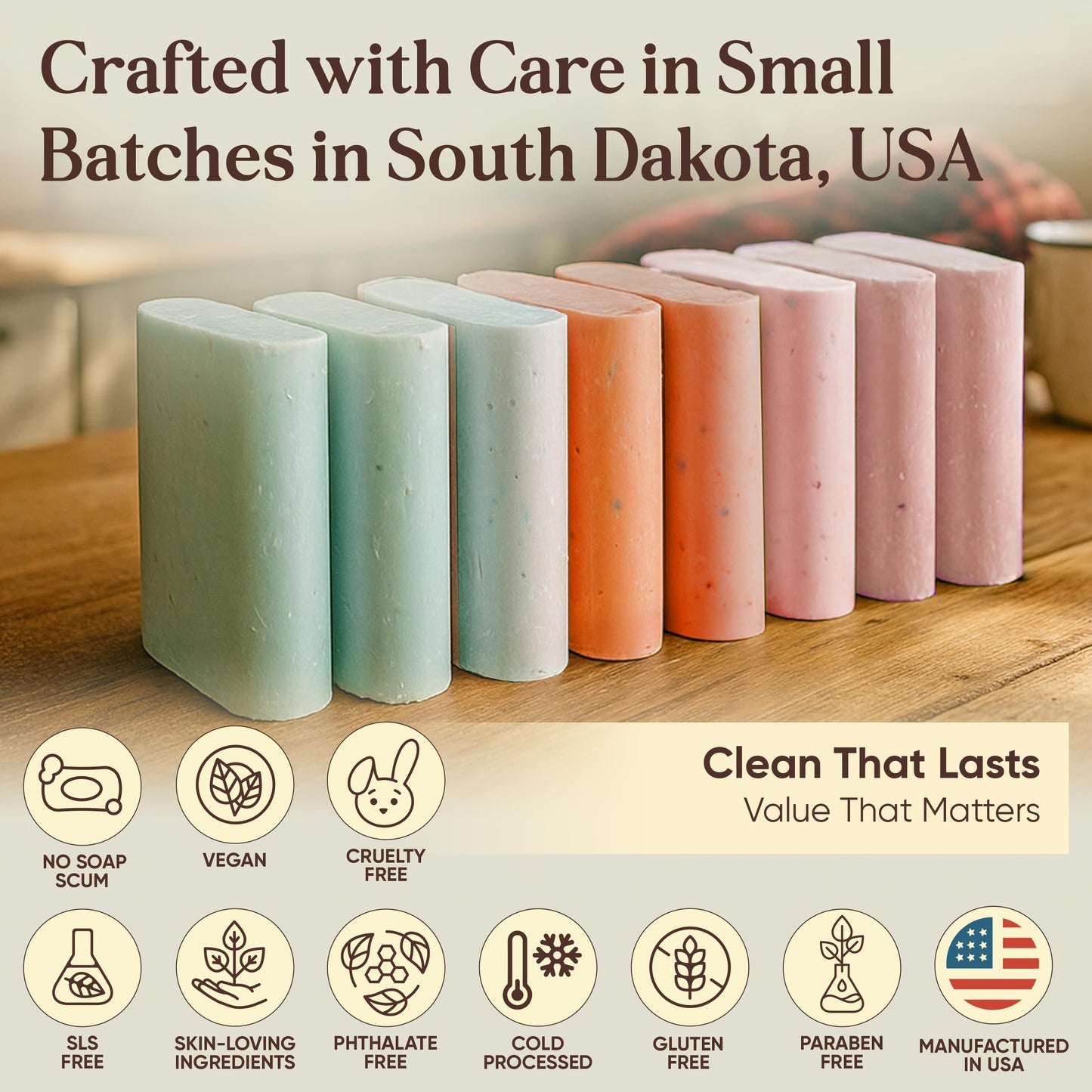 Amish Farms Soap 8-Bar Value Pack – Easy-Grip Hydrating Bars (5 oz Each, 2.5 lb) USA Made for Sensitive Skin - Clean Scent, Original Recipe – Tin Tub Collection