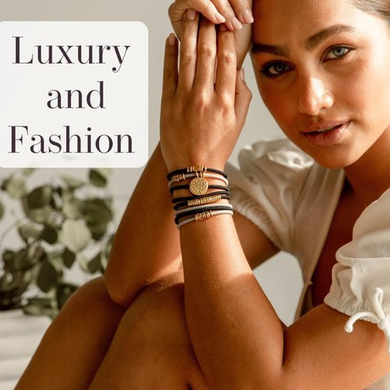 By Lilla Hair Ties - No-Damage Hair Accessories + Bracelets for Women - Luxury Fashion Stacks in Gold, Silver, and Beads - Shaker (Pack of 2)