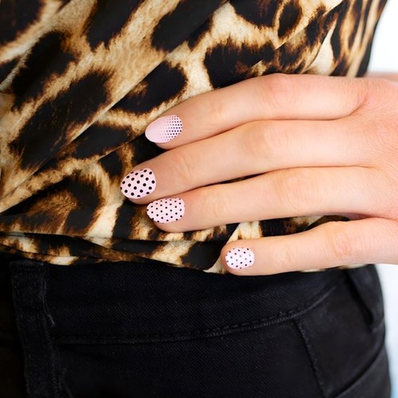 Save Me A Spot (Petite) - Color Street Nail Strips Black Dots on Pink 16 Count (Pack of 1) FDC234 0