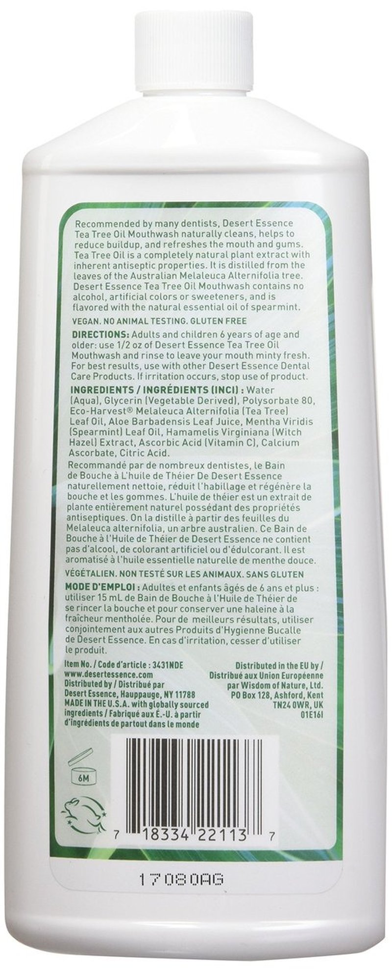 Desert Essence: Tea Tree Oil & Spearmint Mouthwash, 16 oz (2 pack)