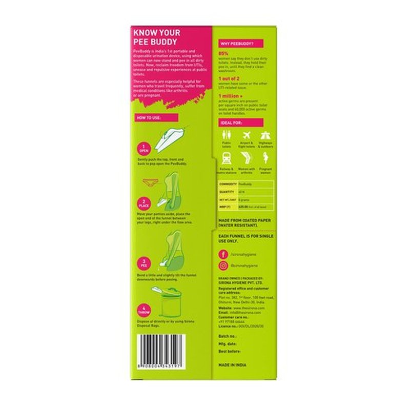 Pee Buddy 80 Funnels Portable Female Urination Device | Disposable Female Urinal Funnel | Travel, Camping & Hiking and Outdoor Activities | Foldable and Compact Stand and Pee Funnel for Women, Girls