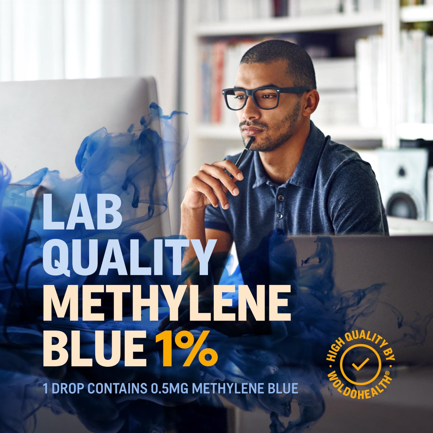 WoldoHealth Methylene Blue 1% Drops 3.4 Fl Oz - USP Pharmaceutical Grade, Azul de Metileno, High Purity, Third-Party Tested