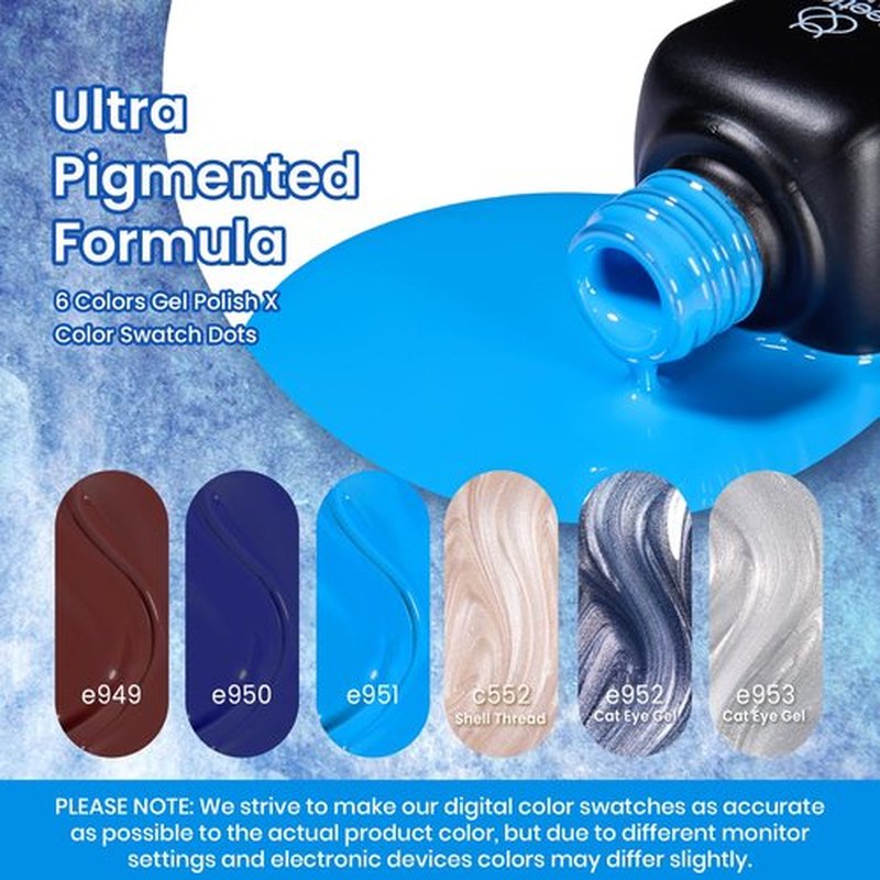 Beetles Winter Cat Eye Gel Polish, Blue Brown Gel Nail Polish, 6 Color Charm Metamorph Theme with Magnet Nail Gel Polish for Salon Gel Manicure Nail Art DIY