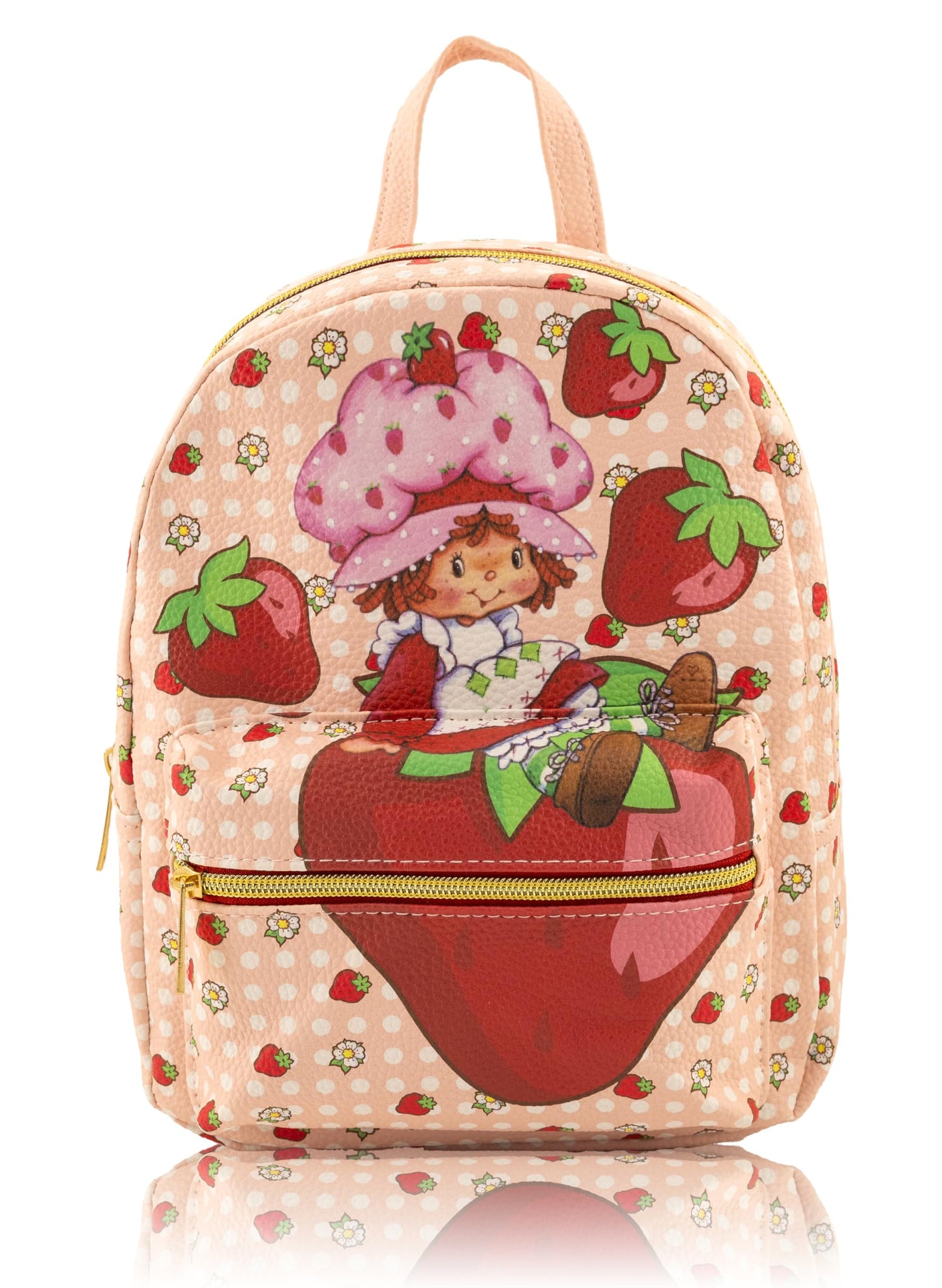 Strawberry Shortcake Mini Backpack for Kids & Adults | 10" PU Leather Backpack Purse | Toddler Travel Bag, Small Bookbag, Lightweight Rucksack for School, Travel, or Everyday Use | Ages 3+
