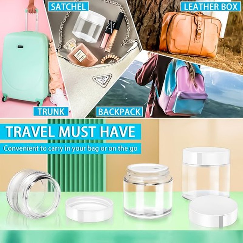 MotBach 4 Pack 2oz Glass Jars with Lids,Small Glass Jars with Lids and Inner Liners,60ml Empty Glass Jars Travel Toiletries Cosmetic Containers with Spatulas for Slime Sample Lip Balm Cream Lotion