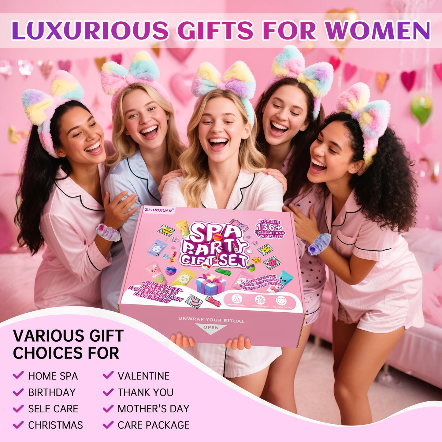 159Pcs Spa Party Supplies Set–12 Complete Spa Kits with Face/Lip/Eye/Hand/Foot Care + Birthday Party Essentials(Banner,Balloons,Curtains)–Perfect for Birthdays,Sleepovers,Slumber Parties & Relaxation