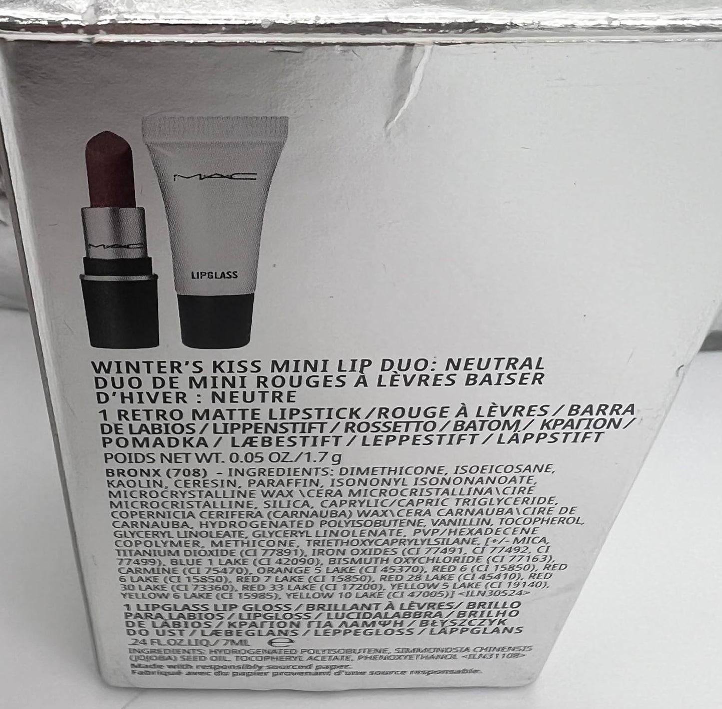 MAC Winter's Kiss Lip Duo - Retro Matte Lipstick in Bronx & Clear Mini Lipglass