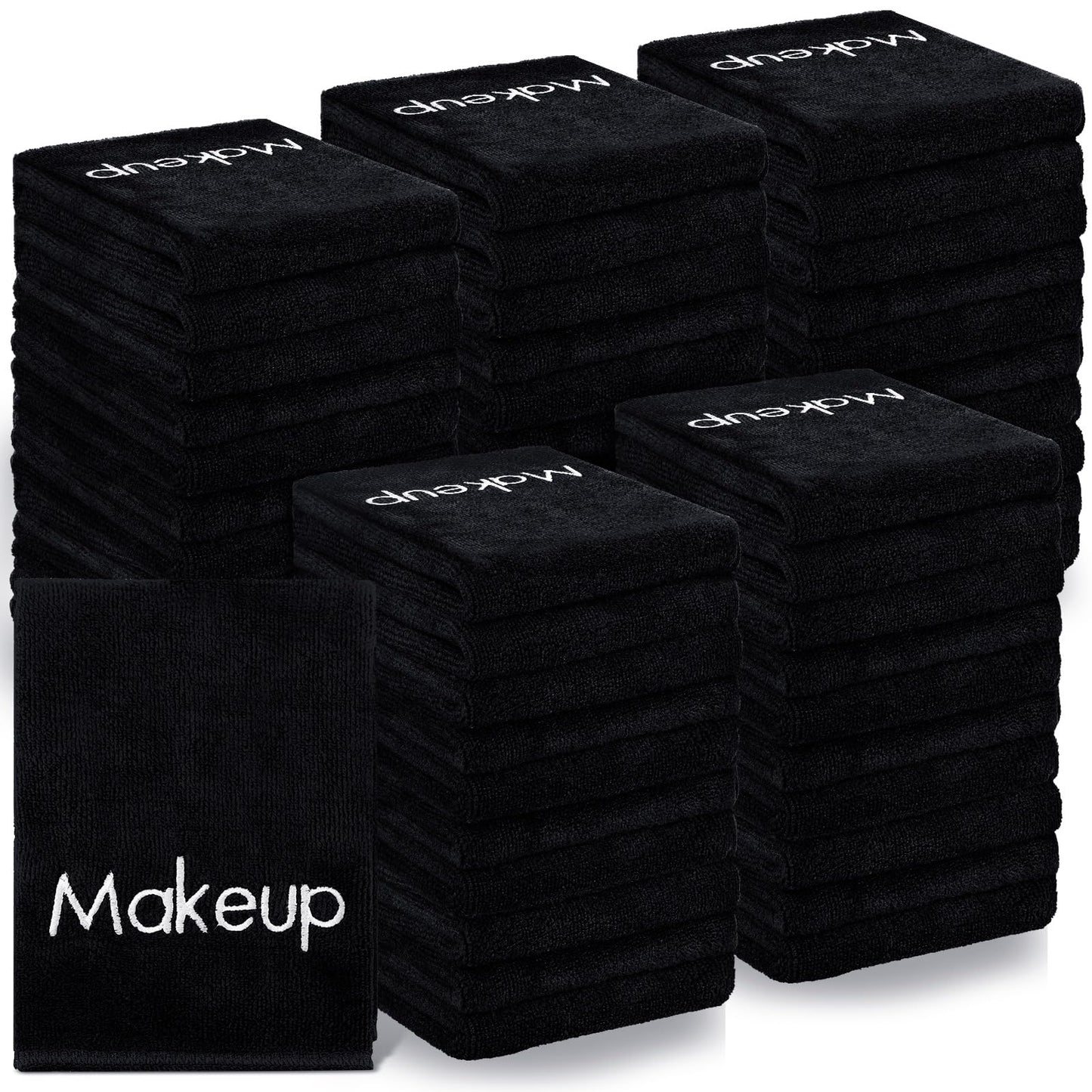 Shimeyao 50 Pack Makeup Towels Black Makeup Washcloths for Face Microfiber Remover Cloth 13x13 Inch Quick Dry Face Towels for Cleansing Hand