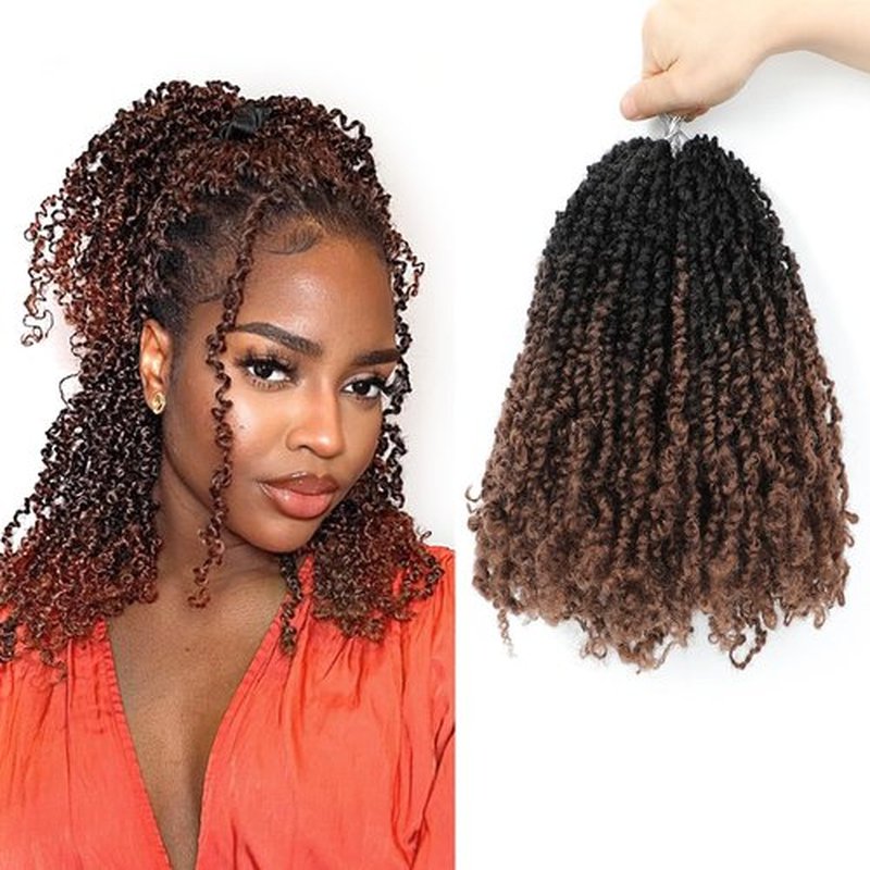 Yanky Twist Crochet Hair - 14 Inch Yanky Twist Pre Looped Crochet Hair 8 Packs Senegalese Twist Crochet Hair Extensions 1B/30 Bohemian Passion Twist Hair for Black Women