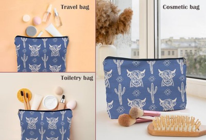 Lacosu Western Makeup Bag,Western Gifts For Women,Cow Makeup Bag,Cowgirl Stuff,Western Stuff For Women,Western Gifts,Cowgirl Gifts(COW F)