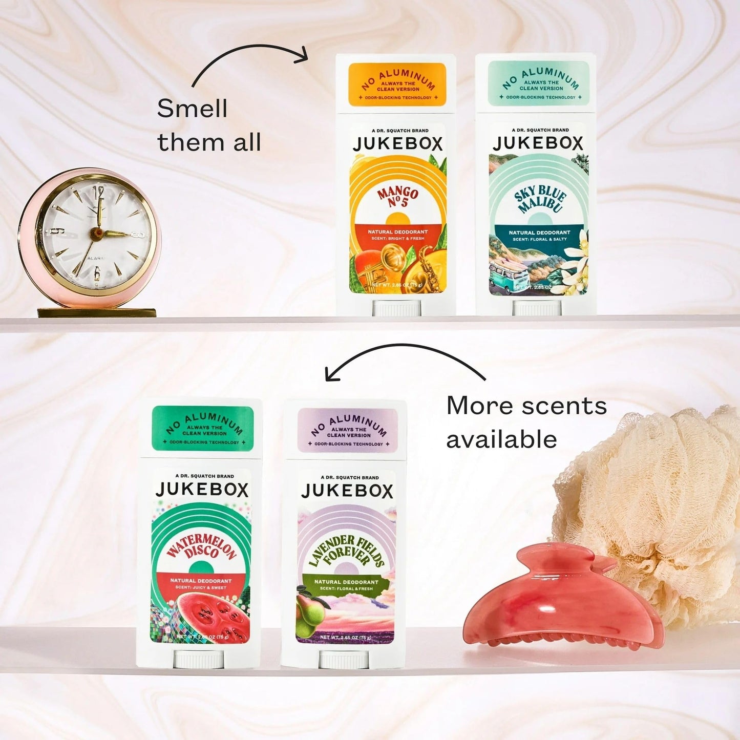 Jukebox Natural Deodorant for Women–Mango No. 5 Scent-Aluminum-Free, No Baking Soda, No Harsh Chemicals, Odor Blocking Technology, Mango,White Apricot,Peach-a Dr. Squatch Brand-2.65oz, 2 Pack