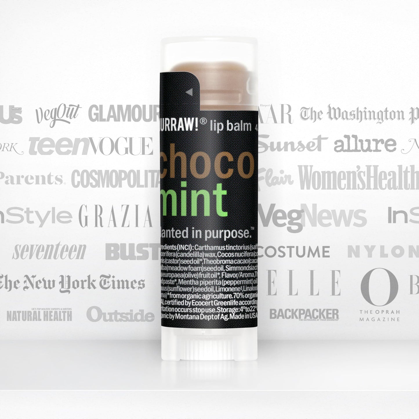 Hurraw! Chocolate & Mint Combo Lip Balm: Choco Mint. Organic, Certified Vegan, Cruelty and Gluten Free. Non-GMO, 100% Natural Ingredients. Bee, Shea, Soy and Palm Free. Made in USA