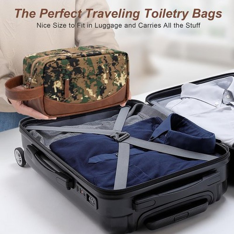 Ezday Travel Toiletry Bag for Men, Hanging Toiletry Organizer, Water Resistant Shaving Kit with Large Capacity for Travel Accessories (Camo-Green)