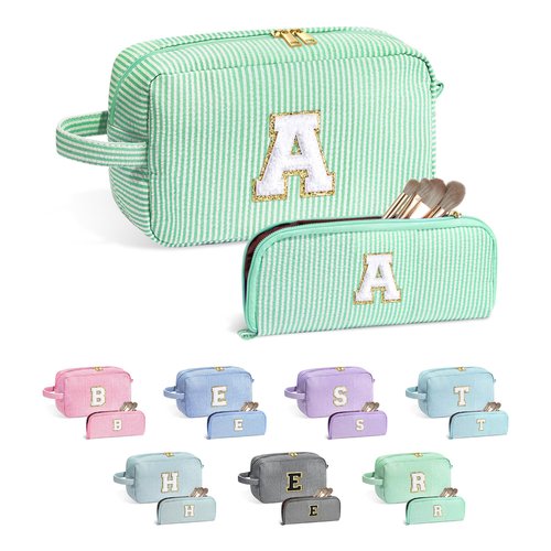 YOOLIFE Gifts for Women - Birthday Gifts for Women, Mother Day Gift, Teacher Appreciation Gifts, Gifts for Best Friend, Graduation Gifts, Personalized Gifts for Women, Monogram Initial Makeup Bag A