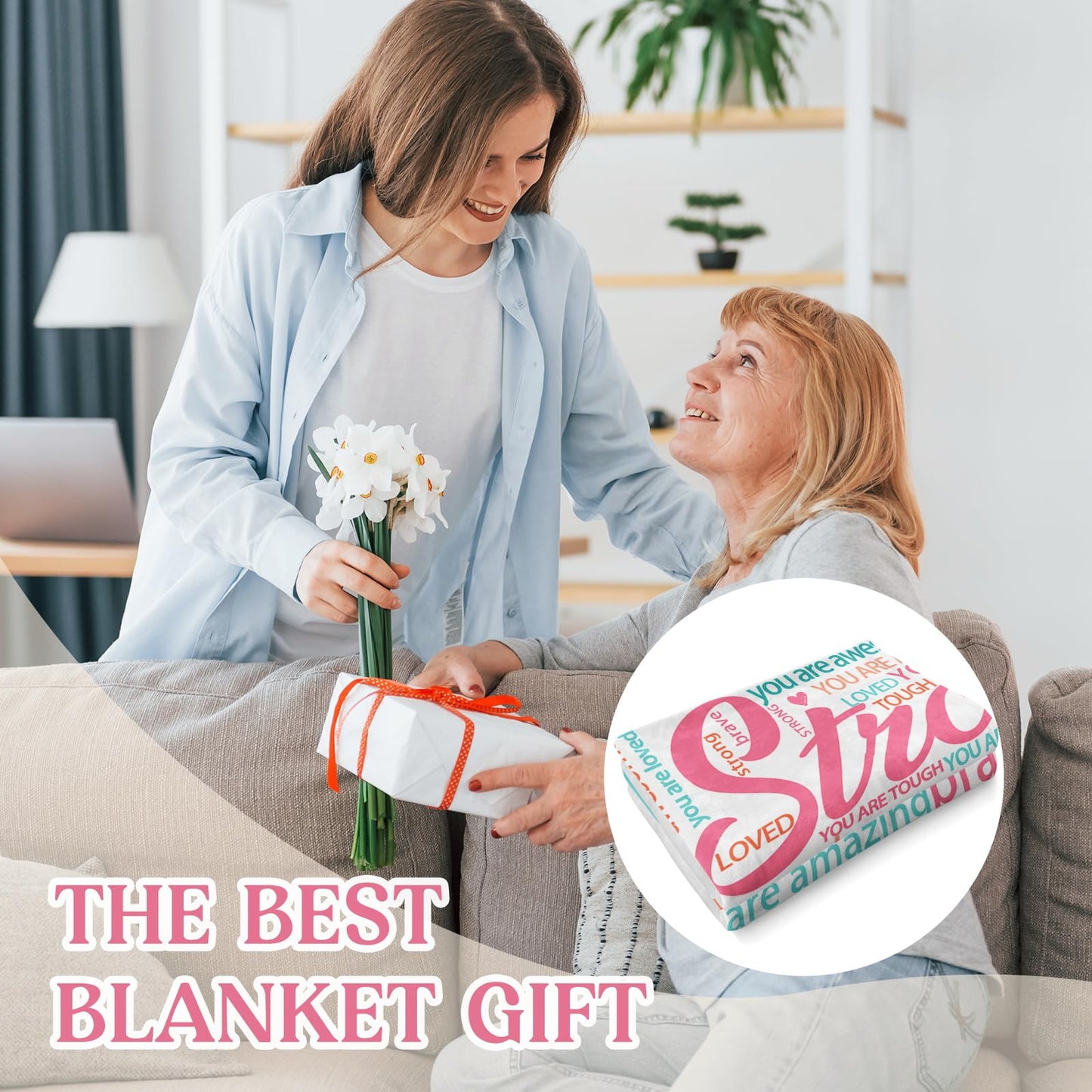 Super Soft Hug Blanket for Women 50"x60" Thinking of You Gift for Her