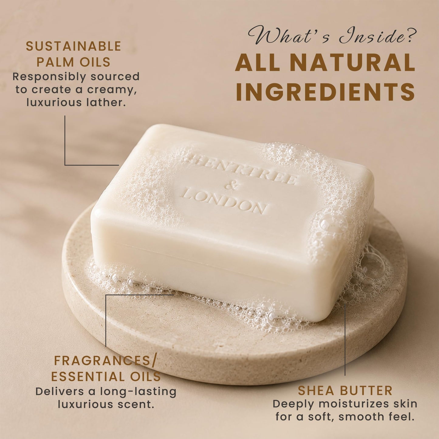 Wavertree & London Trio Gift Box (3 Bars) - 7oz Lemon Myrtle, Goats Milk, Sandalwood Patchouli Scented Moisturizing Triple Milled Natural Soap Bars - Pure Plant Oil Soap Bars for All Skin Types