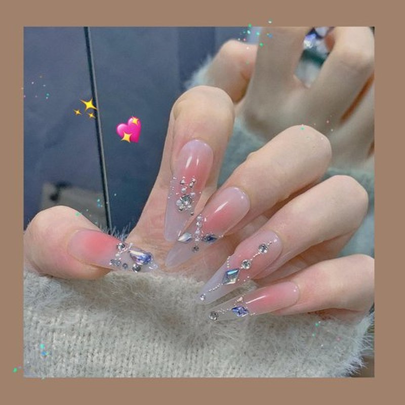 Handmade Press On Nails, Luxury & Custom Fake Nails 3D Handmade Reusable UV Finished False Nails, Hand-Painted Nails Design by Professional Nail Artist Salon Acrylic Nail Kit With Gift Box 10PCS-M