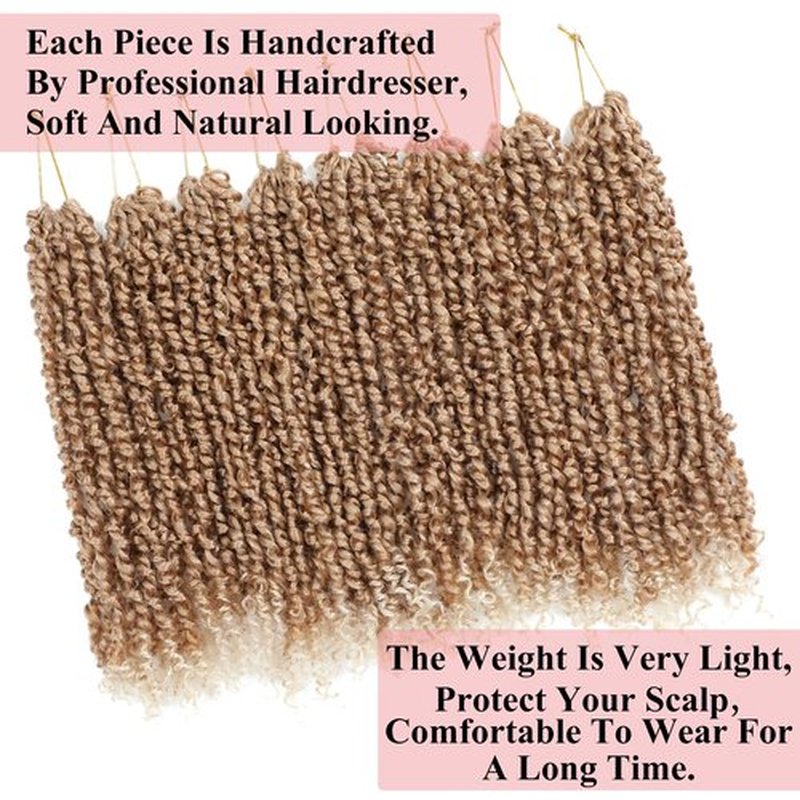 Alrence Passion Twist Crochet Hair 8 Packs Pre twisted Passion Twist Hair For Women Soft Bohe Pre-looped Crochet Braids (14 Inch (Pack of 8), 27/613)