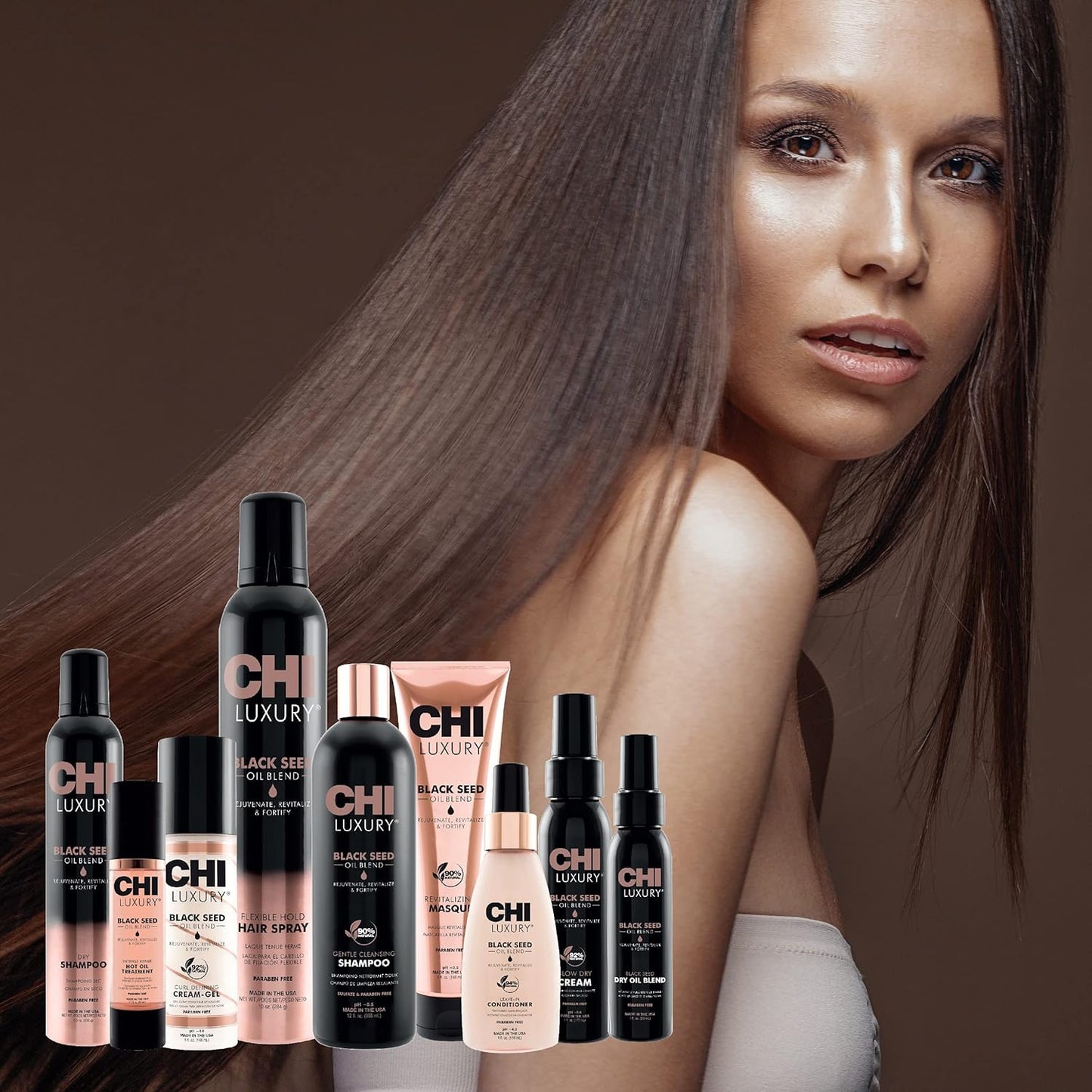 CHI Luxury Black Seed Oil Flexible Hold Hairspray, Adds Hair Texture & Volume, Natural Hold, Sulfate, Paraben & Gluten-Free, 10 Oz