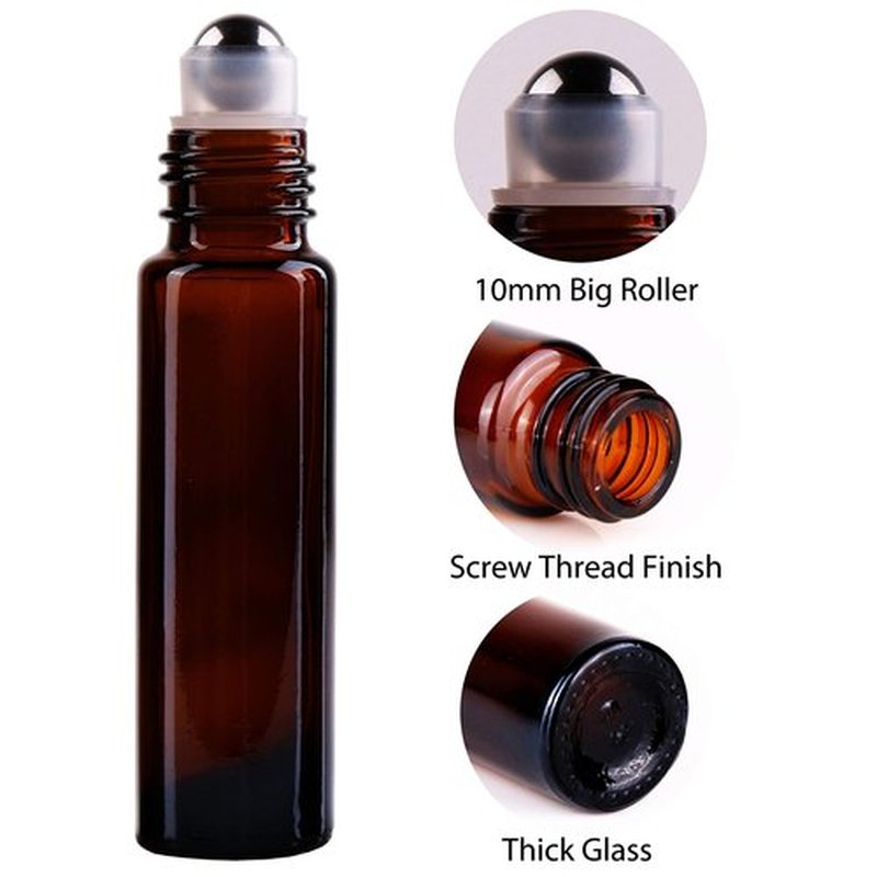 inice 12 Pack Essential Oil Roller Bottles Amber Glass RollerBalls for Essential Oils Refillable Roll on Perfume Bottles with Alloy Caps for Travel