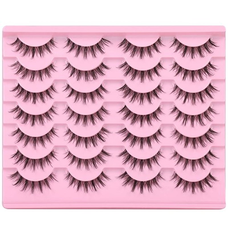 Manga Lashes Clear Band Natural Lashes Wispy Asian 12mm 3D Short Lashes D Curl False Eyelashes Pack by Kiromiro