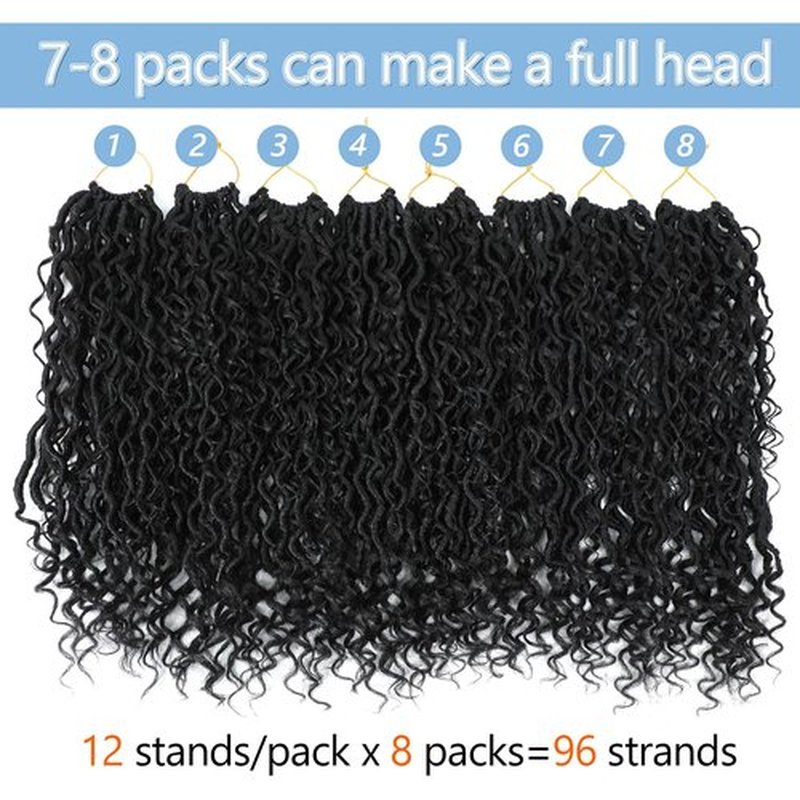 Goddess Locs Crochet Hair For Black Women 24 Inch 8 Packs Faux Locs Crochet Hair Crochet Locs Crochet Hair Pre Looped Crochet Locs River Locs With Curly Ends (1B#)