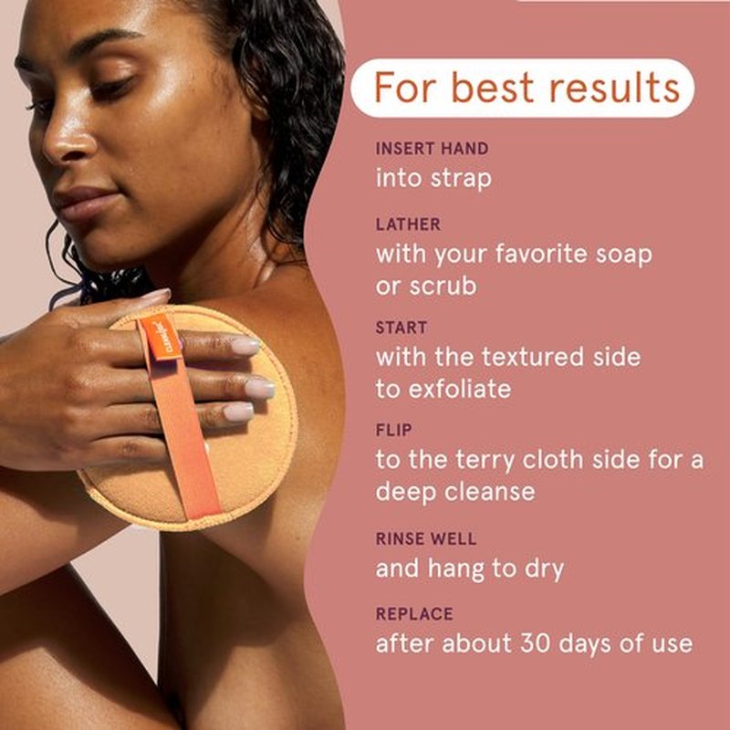 Cleanlogic Bath and Body Exfoliating Body Scrubber, Dual-Texture Round Exfoliator Tool for Smooth, Clean Skin, Daily Skincare Routine, 3 Count Value Pack
