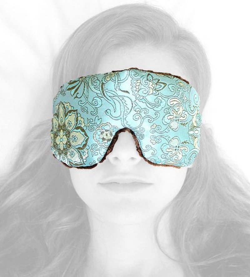 Candi Andi Handmade Opulence Yoga Eye Mask Pillow - Weighted Flaxseed Fill, Unscented, Satin & Velvet, Adjustable Strap - Ideal for Meditation & Restful Sleep -Blue Lagoon - TEMF-BL