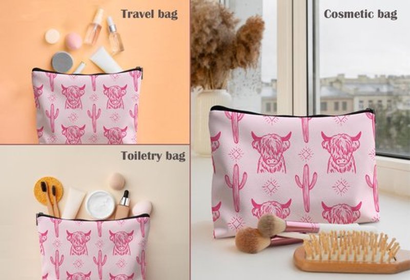 Lacosu Western Makeup Bag,Western Gifts For Women,Cow Makeup Bag,Cowgirl Stuff,Western Stuff For Women,Western Gifts,Cowgirl Gifts(Leather COW P)