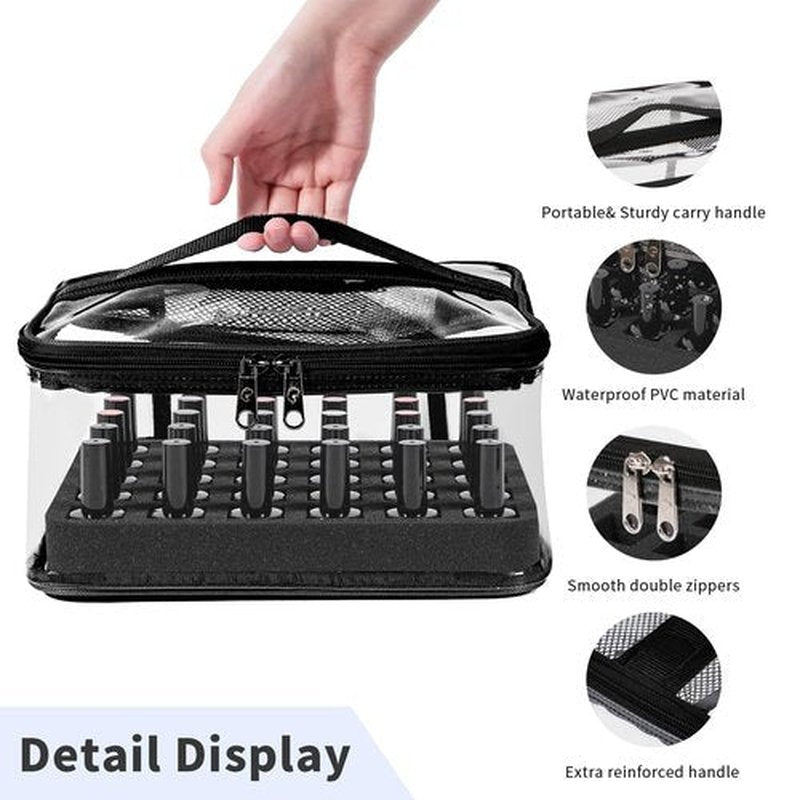 Beloving Nail Polish Organizer Bag Holds 30 Bottles (15ml/0.5 fl.oz) Portable Supplies Organizer Handbag for Manicure Tools, Portable Nail Supplies Kit Organizer Carrying Case (Black)