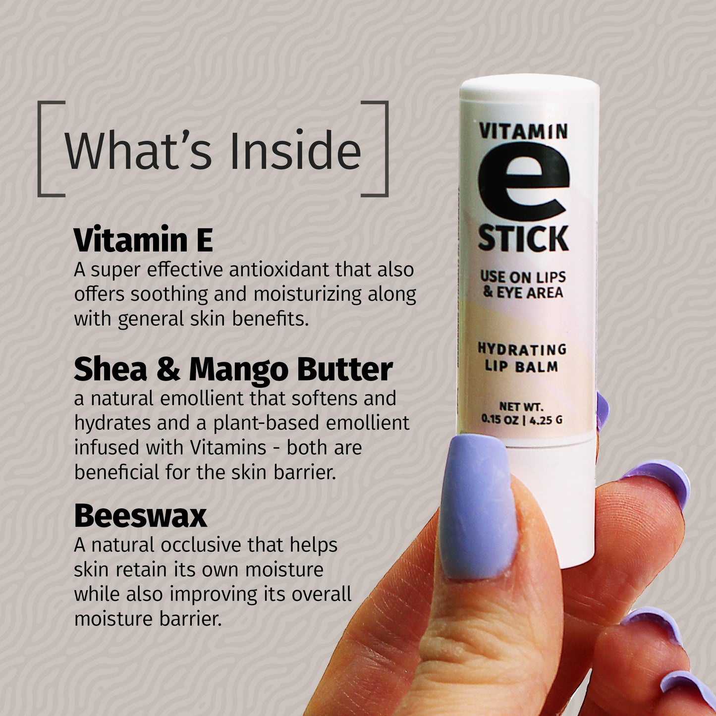 Reviva Labs Vitamin E Stick - Hydrating Lip Balm for Chapped Lips & Under Eye Care - Moisturizing with Beeswax, Shea Butter & Allantoin - Vitamin E Lip Balm for Men & Women