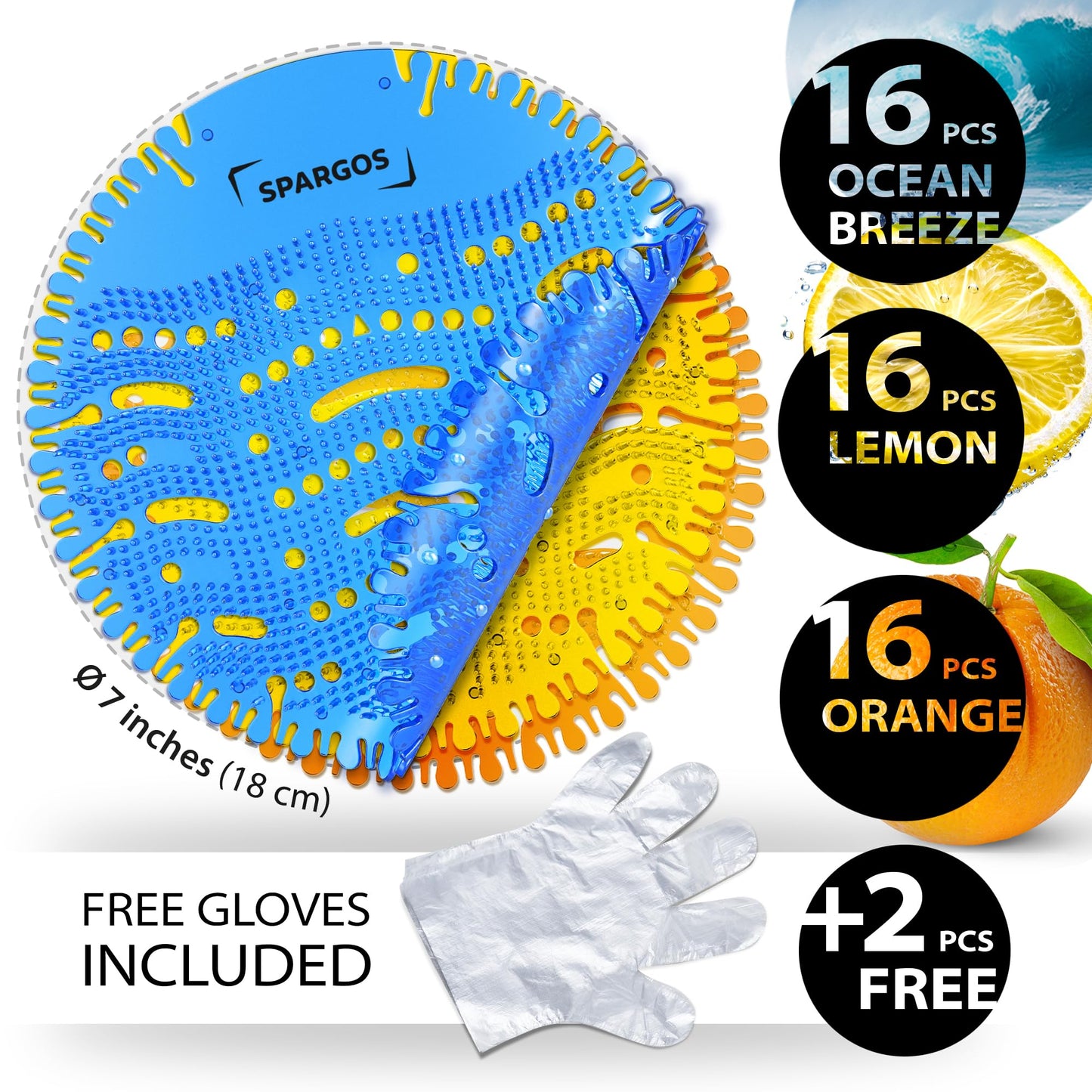 Spargos Urinal Screen Deodorizer, 50 Pack Cakes and Pads