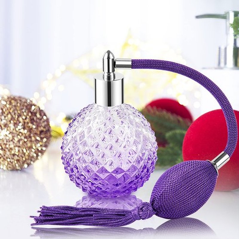 Lamoutor Vintage Perfume Spray Bottle 100ml Vintage Refillable Perfume Bottle with Long Tassel Purple