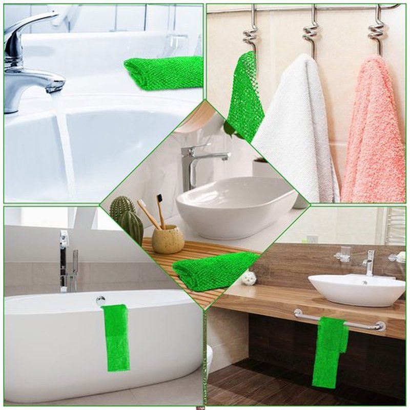 Geiserailie African Long Bathing Net Sponge Long Net Shower Body Scrubber Back Scrubber Skin Smoother Net Bathing Sponge for Daily Use or Stocking Stuffer (Green)