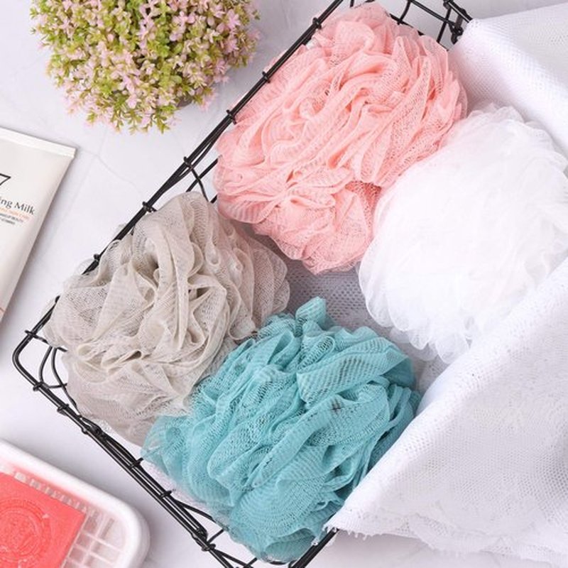 BTYMS 4 Pieces Shower Pouf Loofah Sponge 75g/pc Large Bath Loofahs Shower Scrunchies Bath Sponges for Body