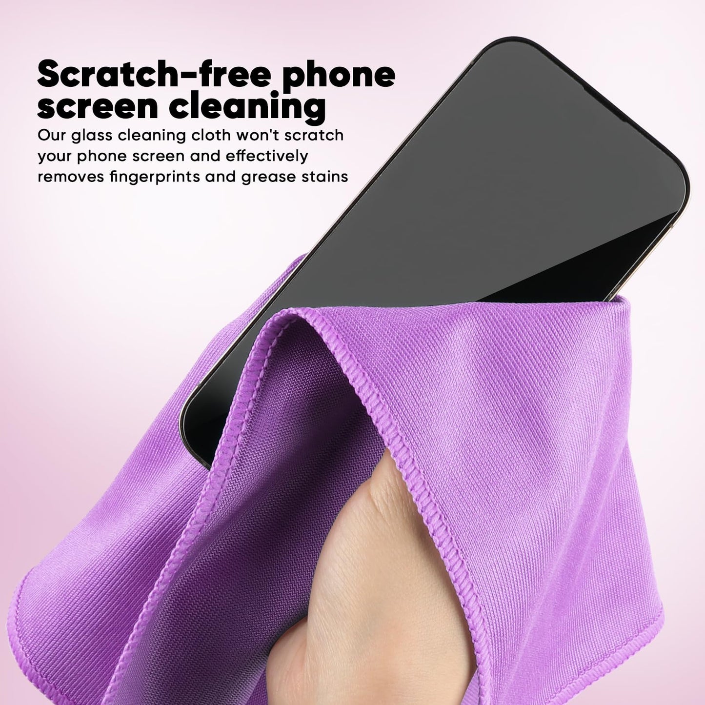 HOMEXCEL Microfiber Glass Cleaning Cloths 6 PK, Lint Free Streak Free, Reusable Microfiber Magic Cleaning Cloth for Windows, Glasses, Mirrors, Screens, Stainless Steel, and More Purple-14×16"