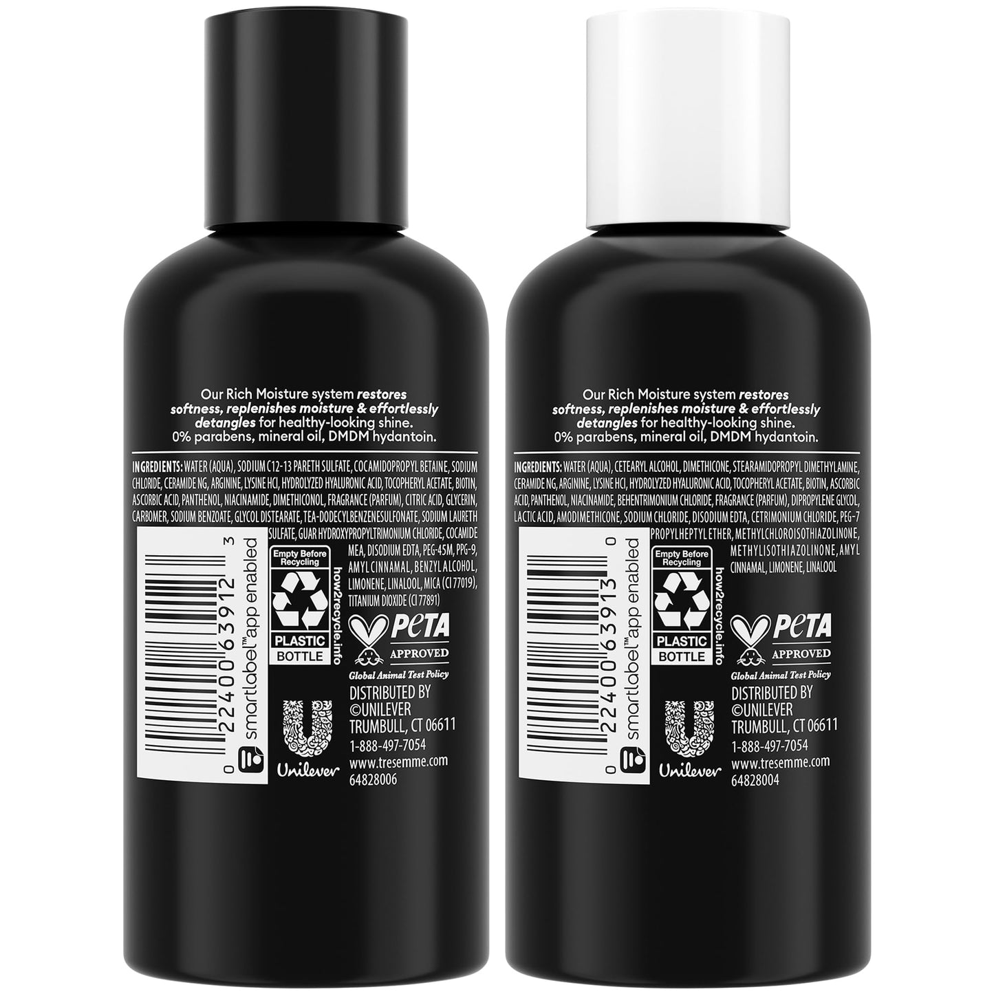 TRESemmé Travel Shampoo and Conditioner Set, Rich Moisture 24-Pack (12 Sets), Detangler, Frizz Control + Heat Protection, 3 Oz Ea