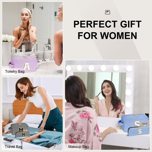 YOOLIFE Personalized Makeup Bag - Gifts for Women Her Girls Sister Girlfriend Gifts Monogram Make Up Bag Cute Cosmetic Bags for Women Girls Friend Birthday Gifts Mom Grandma Gifts Ideas Green Letter M