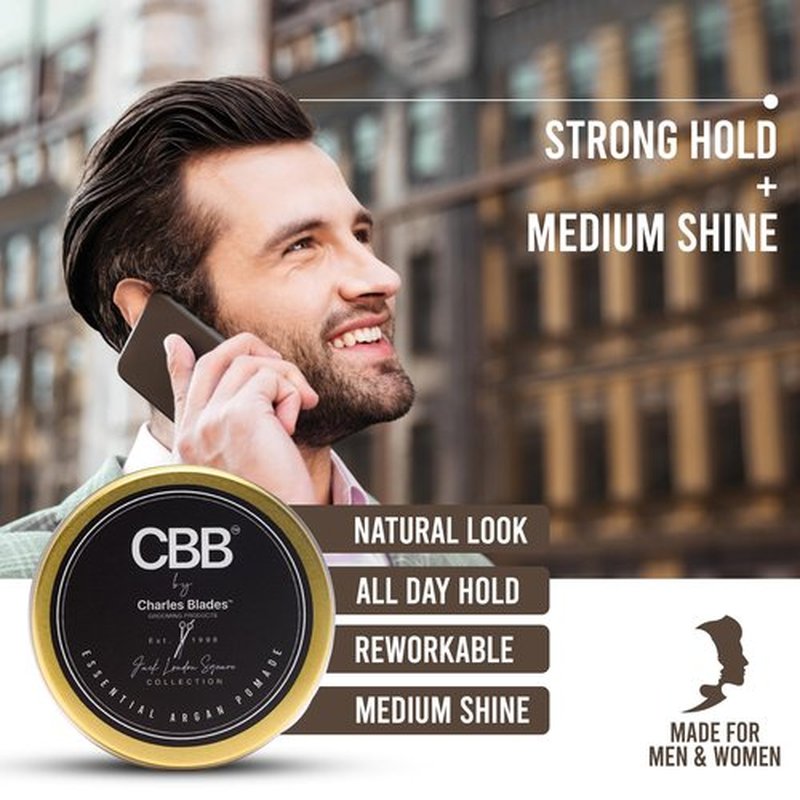 CBB By Charles Blades Hair Pomade for Men Strong Hold 4 Fl Oz - Improve Hair Strength and Volume | All Hair Types | Water-Based Pomade Men Hair Styling Pomade Medium to High Shine