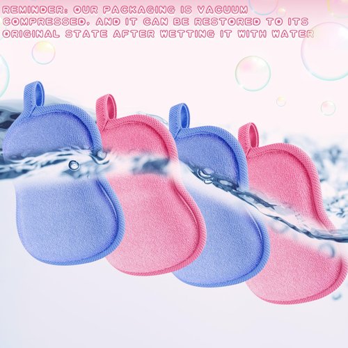 Tatuo 4 Pieces Baby Bath Sponge Cotton Baby Sponge Soft and Absorbent Sponge for Kids Babies Men Women (Pink,Blue)