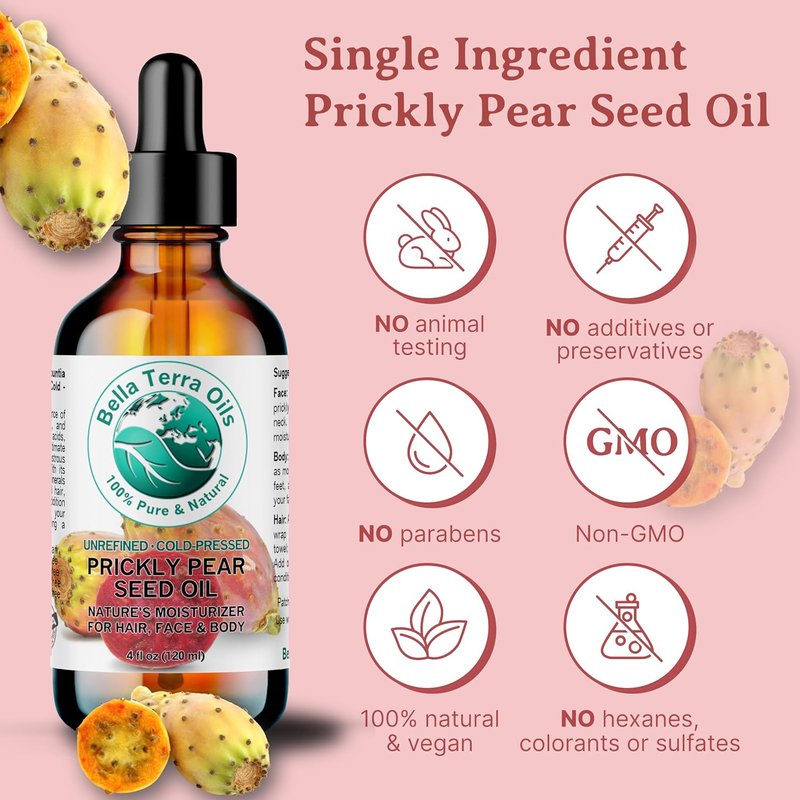 Pure Prickly Pear Seed Oil – High Vitamin E for Skin & Hair | 1 Gallon, Non-Greasy, Rapid Absorption