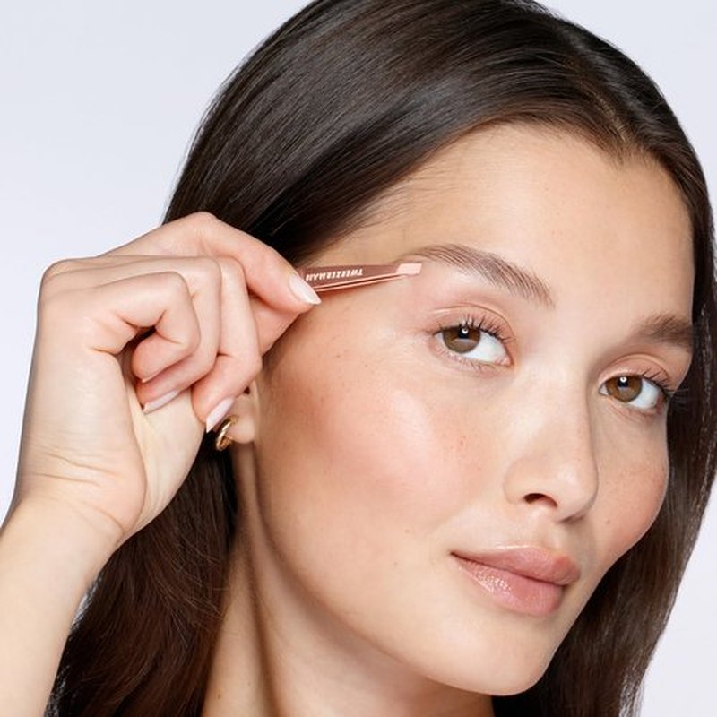Tweezerman Rose Gold Mini Slant Tweezer - Tweezers for Eyebrows, Travel Tweezers for Eyebrows, Facial Hair, Ingrown Hair
