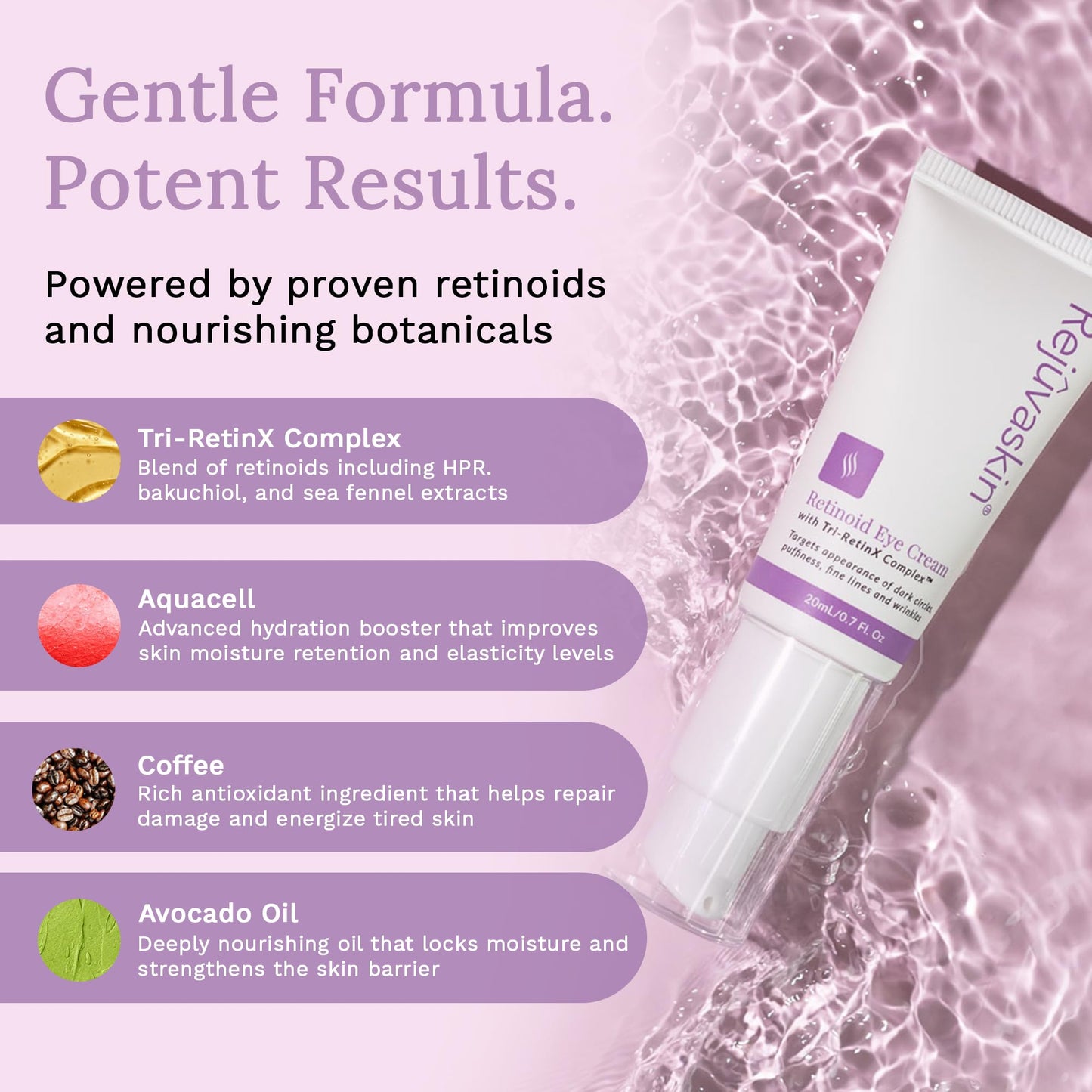 Rejuvaskin Retinoid Eye Cream, Under Eye Cream with Tri-RetinX Complex, Reduces Dark Circles & Puffiness, Anti-Aging Eye Treatment, 20ml