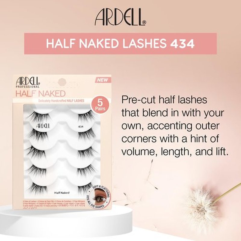 Ardell Half Naked Lashes - 434, Delicately Handcrafted Half Lashes, 5-pairs, 1-pack