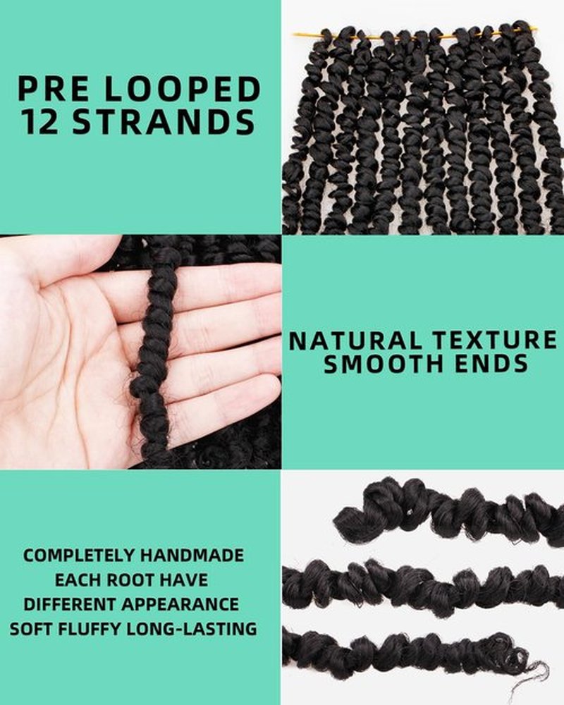 Miss Sula Passion Twist Hair-Pre-twisted Passion Twists,Pre-Looped Crochet Braids Made Of Bohemian Hair Synthetic Braiding Hair Extensions (14 Inch(Pack of 2), 1B)